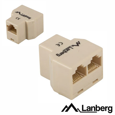 Ficha Adaptador RJ45 Fêmea p/ 2 RJ45 Fêmea LANBERG