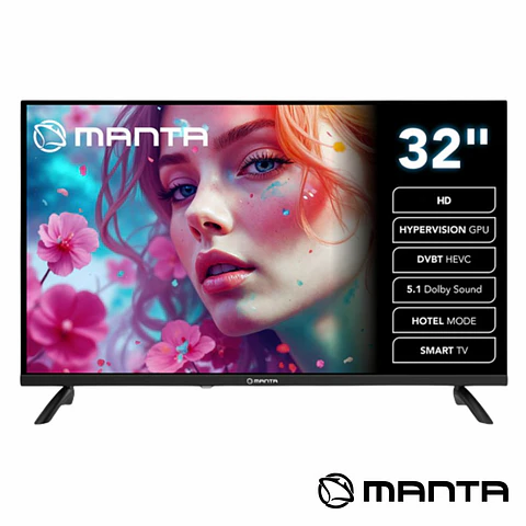 Smart TV LED Frameless 32" HD HDMI/DVB-T2/T HEVC H.265 MANTA