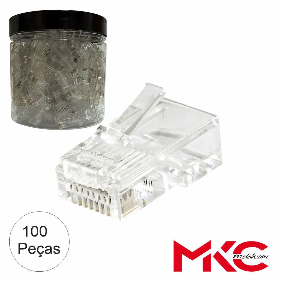 Ficha RJ45 Modular 8p8c CAT6 Passantes UTP 100x MKC 1