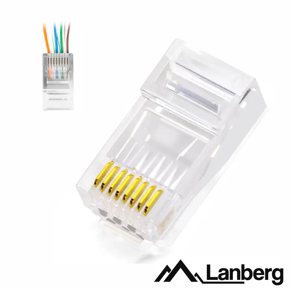 Ficha RJ45 Modular 8p8c CAT5E Passante 100PCS LANBERG 1