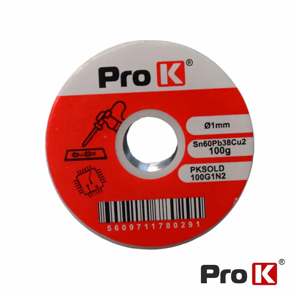 Solda 1mm Sn60Pb38Cu2 100g PROK 1