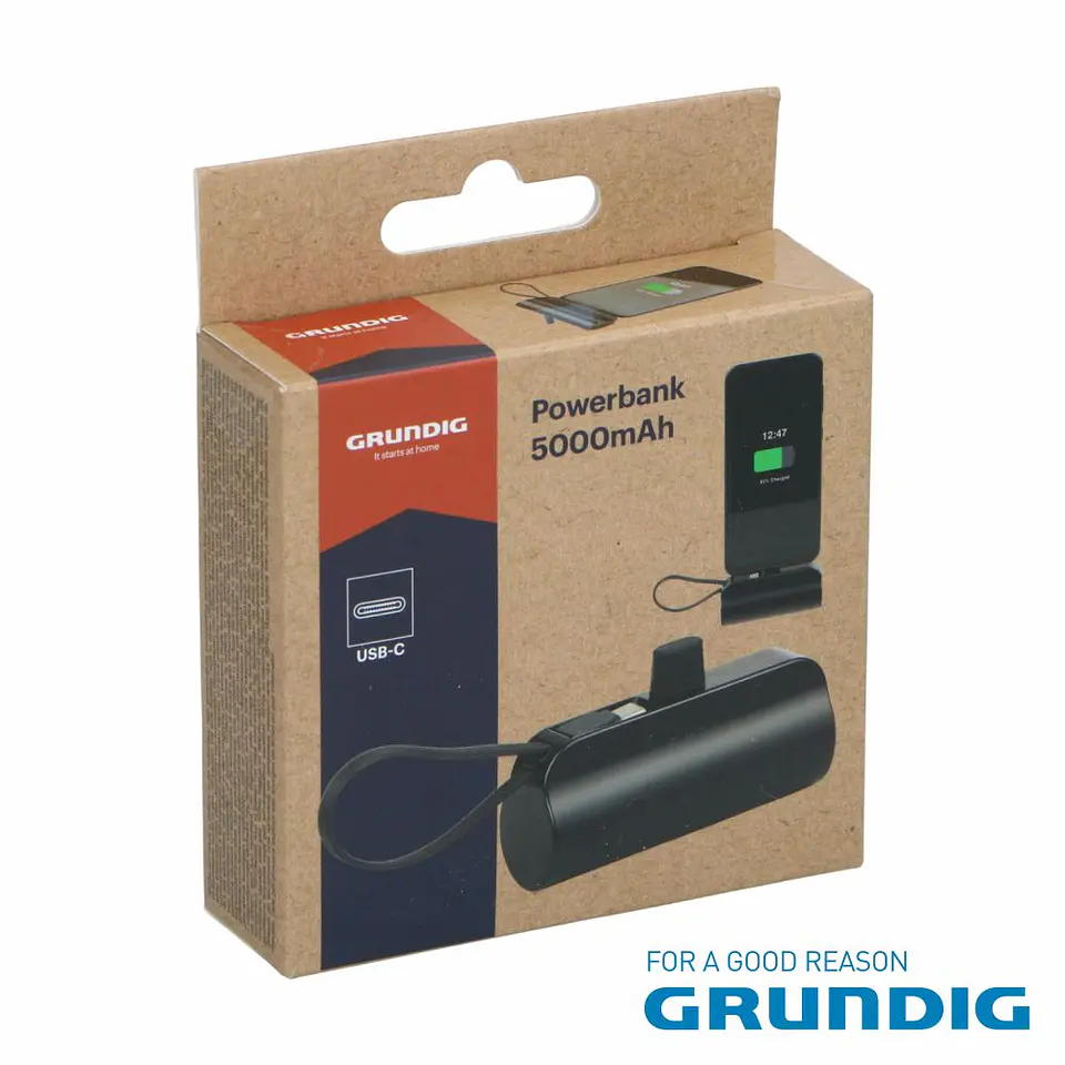 Powerbank 5000mAh USB-C Preto GRUNDIG 1