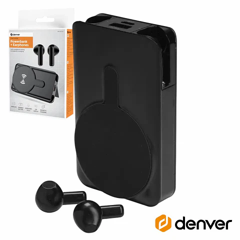 Powerbank 5000mAh COM Fones Preto DENVER