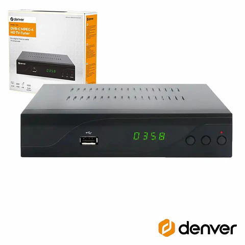 Receptor TDT FULL HD 1080P DVB-C Canais FTA USB DENVER