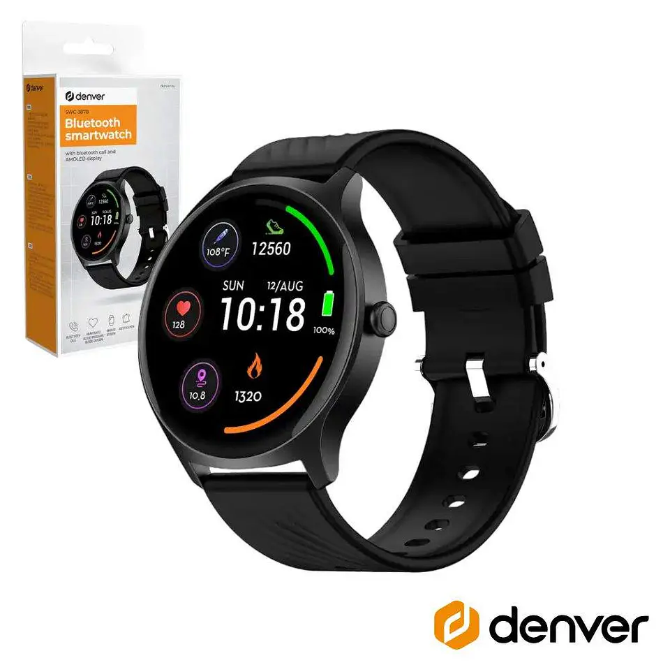 SmartWatch AMOLED P/ Android e iOS Preto IP67 DENVER 1