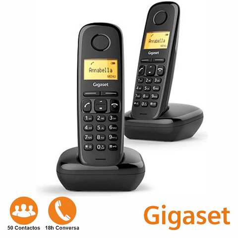 Conjunto 2 Telefones SEM Fios A170 Preto Gigaset