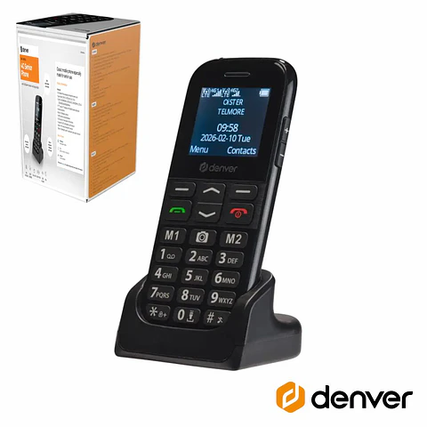 Telemóvel P/ Séniores 1.77" 4G SOS FM Preto DENVER