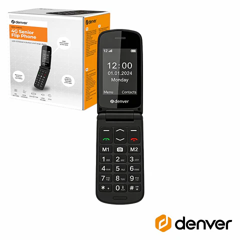 Telemóvel P/ Séniores Flip 2.4" 4G COM Bluetooth SOSEMFM Preto