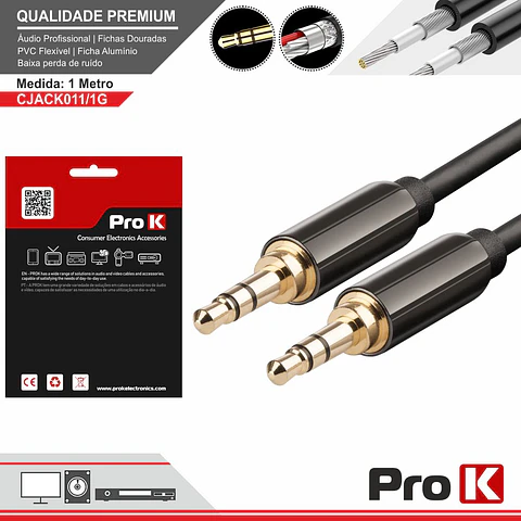 CABO JACK 3.5MM MACHO / JACK 3.5MM MACHO 1M ST PROK