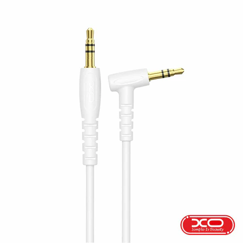 Cabo Jack 3.5mm Macho / Jack 3.5mm 90º Macho 1m Branco XO