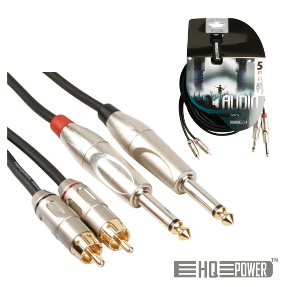 CABO 2-JACK 6.35MM MACHO / 2-RCA MACHO 5M MN HQ POWER 1