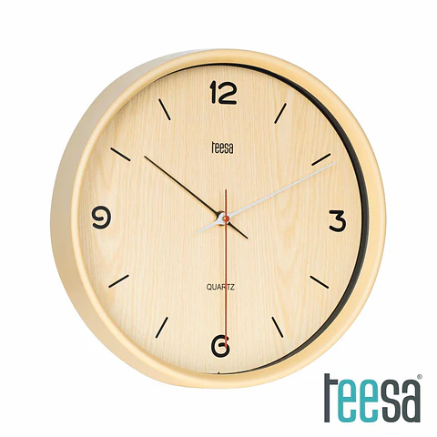Relógio De Parede Redondo Castanho Claro 30cm TEESA