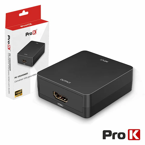 CONVERSOR VGA + JACK 3.5MM P/ HDMI FÊMEA PROK