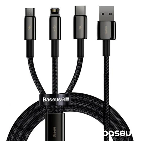 Cabo USB-A 2.0 Macho p/ Lightning/USB-COMMicroUSB 3.5A BASEUS