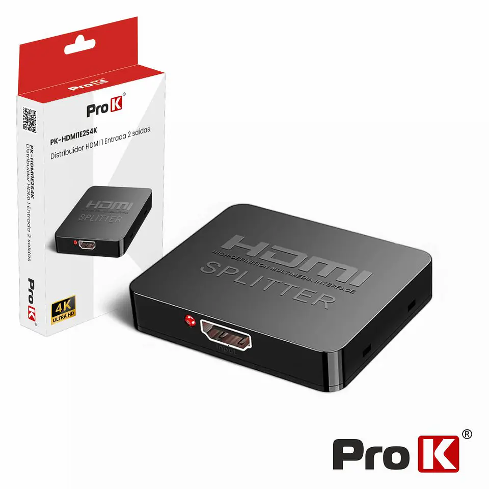 DISTRIBUIDOR HDMI AMPLIFICADO 1 ENTRADA 2 SAÍDAS 4K PROK 1
