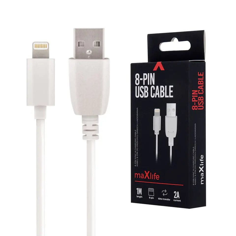 Cabo USB-A 2.0 2A Macho / Lightning Branco 1m 1