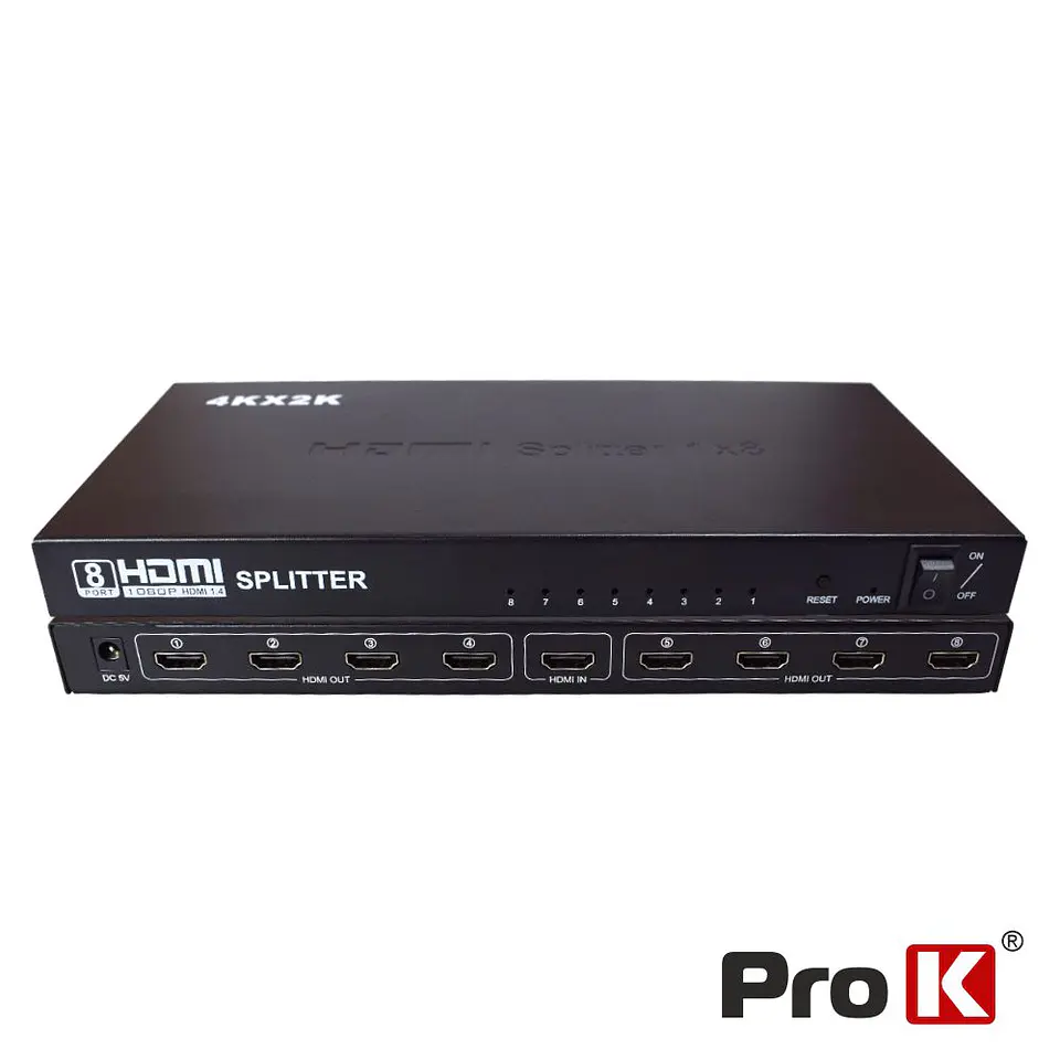 Distribuidor Hdmi Amplificado 1 Entrada 8 Saídas 4K PROK 1