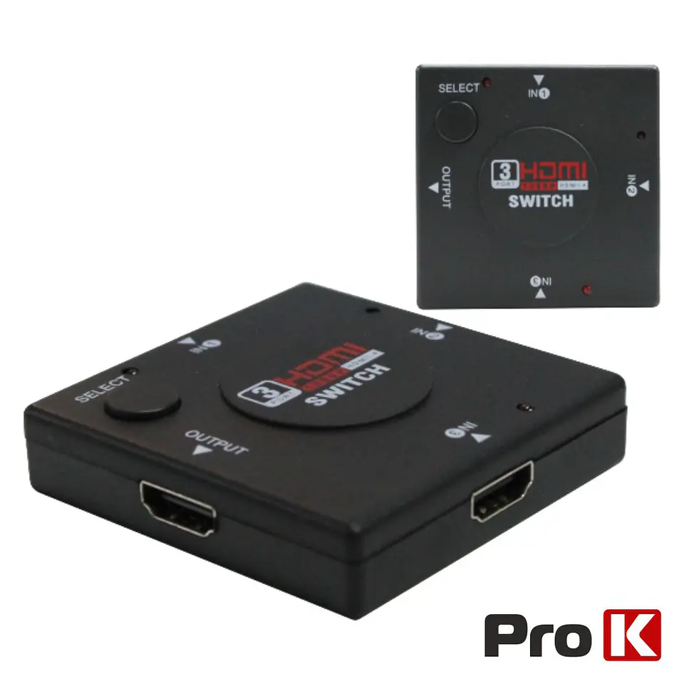 DISTRIBUIDOR HDMI AMPLIFICADO 3 ENTRADAS 1 SAÍDA PROK 1
