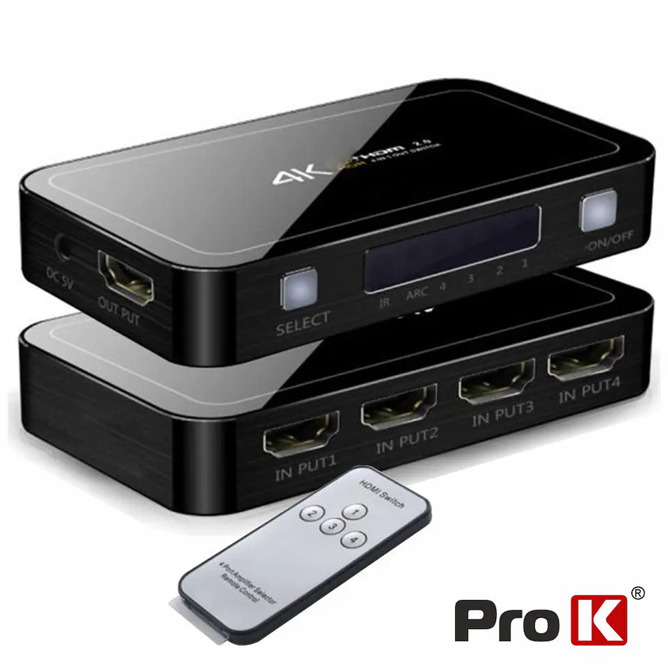 DISTRIBUIDOR COMUTADOR HDMI 4 ENTRADAS 1 SAÍDA PIP 4K PROK 1