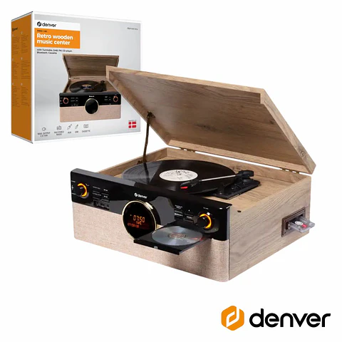Gira-Discos 33/45/78RPM AM/FM/Cd/Cassete/SD 2x90W DENVER