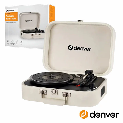 Gira-discos 33/45/78rpm Vintage 2x1w Bege DENVER