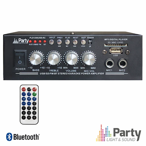 AMPLIFICADOR KARAOKE 2x25W 8-16 OHM 220V/12V USB/BT/FM LTC
