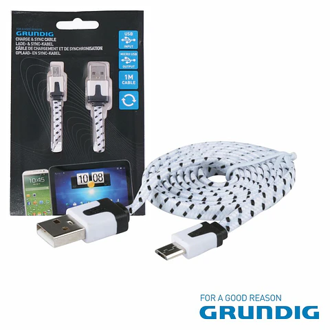 Cabo USB-A Macho / MicroUSB Macho 1m Branco GRUNDIG