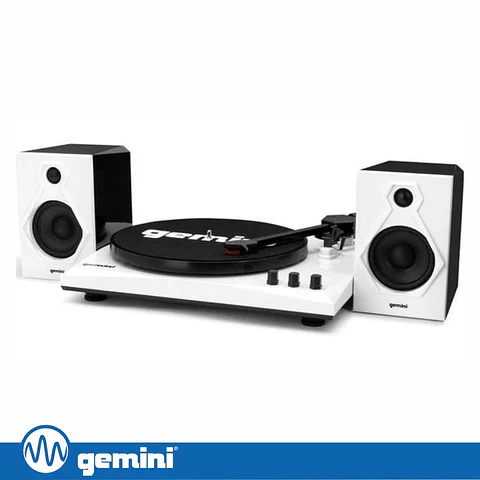 Gira-Discos 33/45/78RPM Preto/Branco COM 2 Colunas GEMINI
