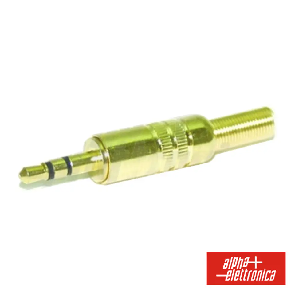 FICHA JACK 3.5MM MACHO STÉREO COM PROTEÇÃO DOURADO 1