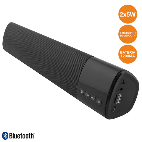 BARRA SOM SEMFIOS USB/BT/FM/SD BATERIA 2X5W