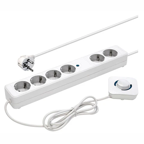 Extensão Elétrica 6x Schuko COM Interruptor De Pé 1.5m