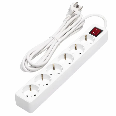 TOMADA ELÉTRICA COM 6 SAÍDAS INTERRUPTOR 3M