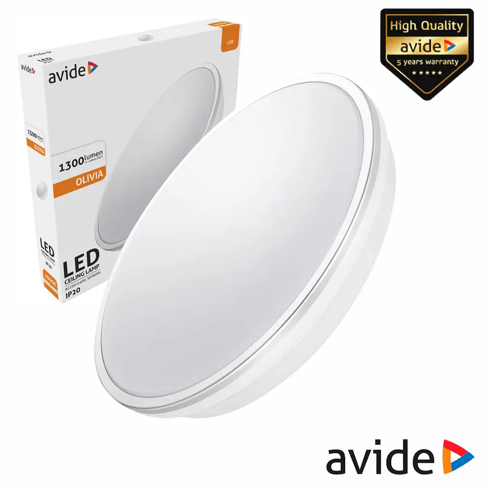 Aplique LED Redondo 15W 280mm 4000K 1300lm Olivia AVIDE 1