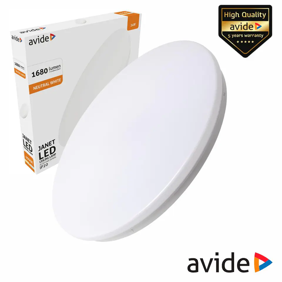 Aplique LED Redondo 24W 380mm 4000K 1680lm Janet AVIDE 1