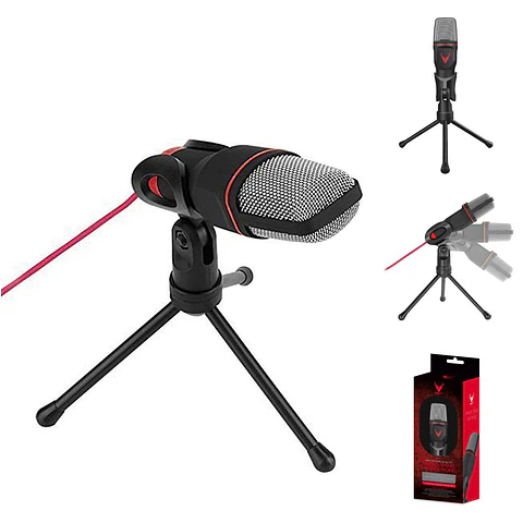 Microfone Mini COM Tripé de Mesa e Ficha Jack 3.5mm