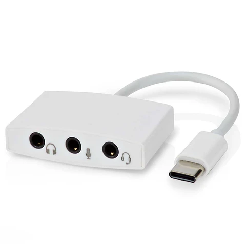 Adaptador Placa Som USB-C COM 3 Fichas Jack 3.5mm