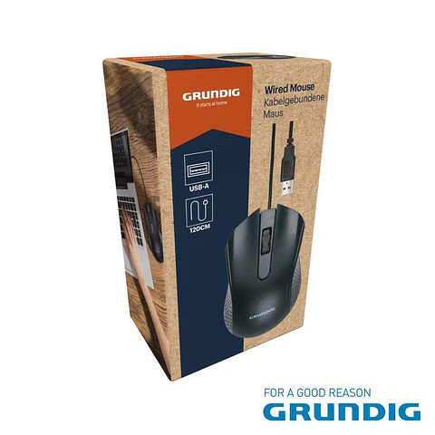 Rato Óptico COM Cabo USB-A Preto GRUNDIG
