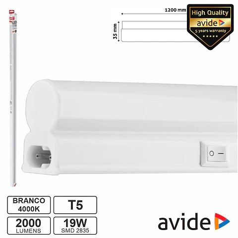 Armadura LED 19W 120cm IP20 4000K 2000lm AVIDE