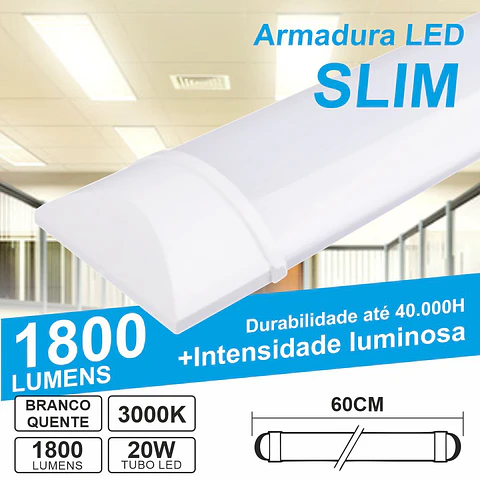Armadura LED Batten Slim 20W 60cm IP40 3000K 1800lm