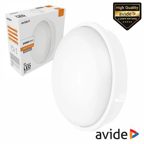 Painel LEDS Redondo 20W 220mm 4000k 1600lm IP65 AVIDE