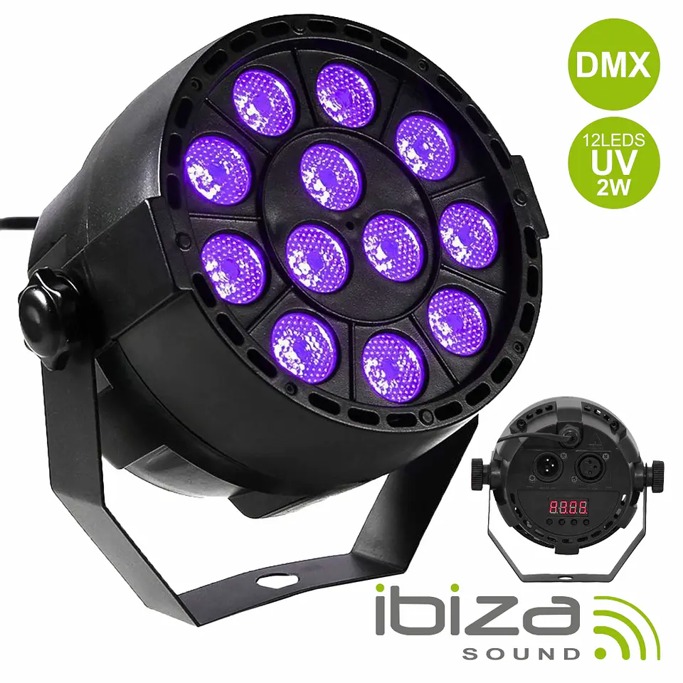 PROJETOR PAR UV 12 LEDS 2W DMX IBIZA 1