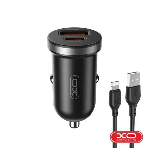 Adaptador Isqueiro USB-A PD / USB-C 30W COM Cabo Lightning XO