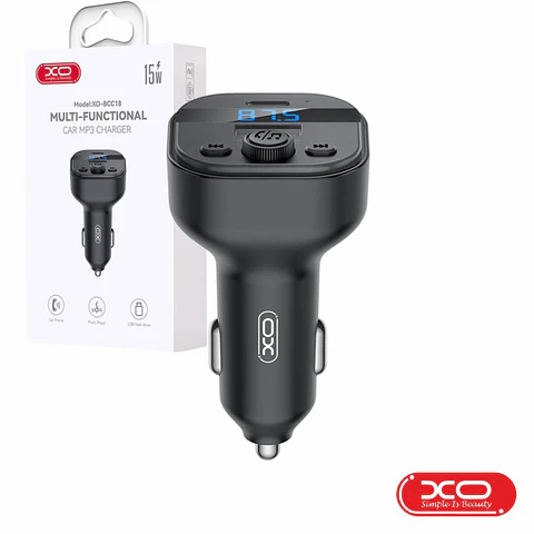 Transmissor FM Bluetooth 5.3 1xUSB-C 1xUSB-A 15W Preto XO
