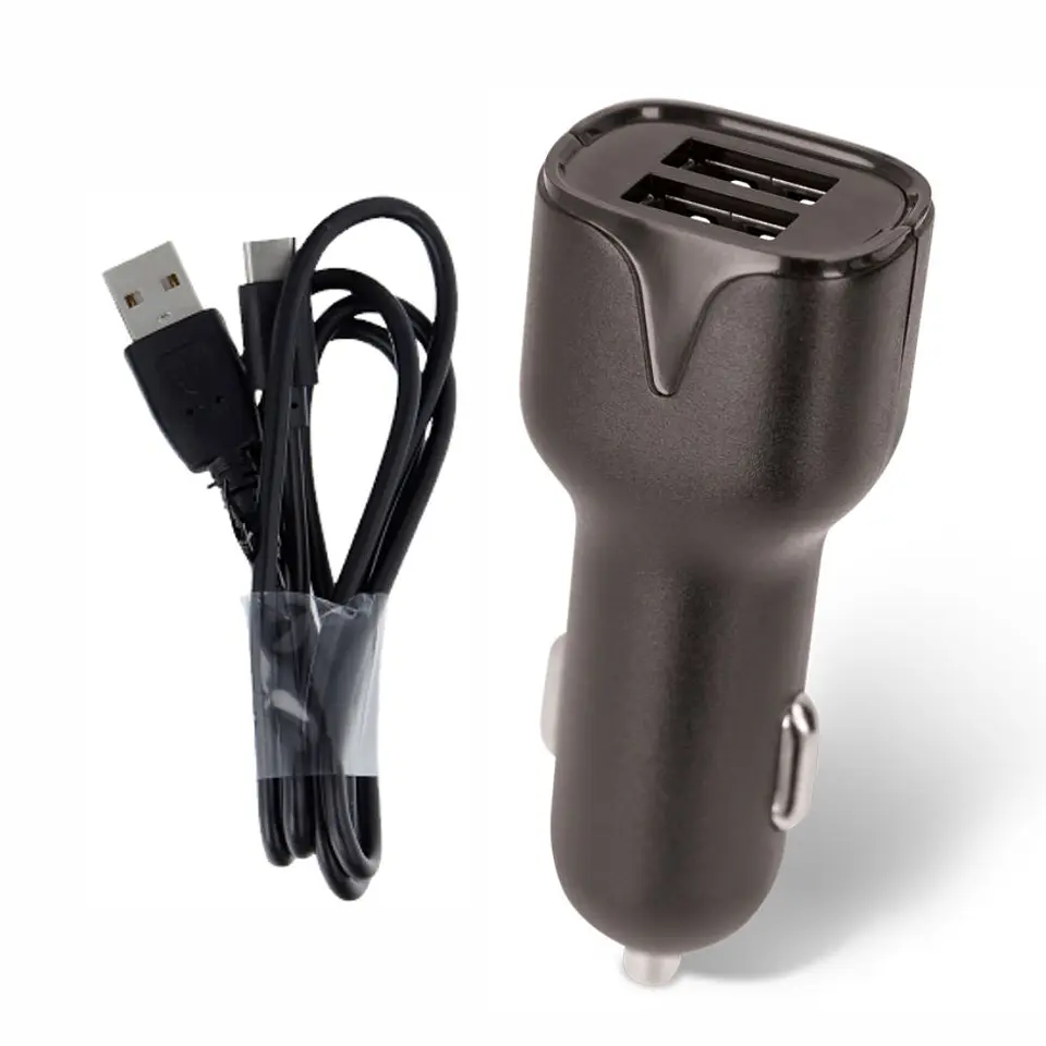 Adaptador Isqueiro 2 USB-A 5V 2.4A + Cabo USB-A / USB-C 1m 1