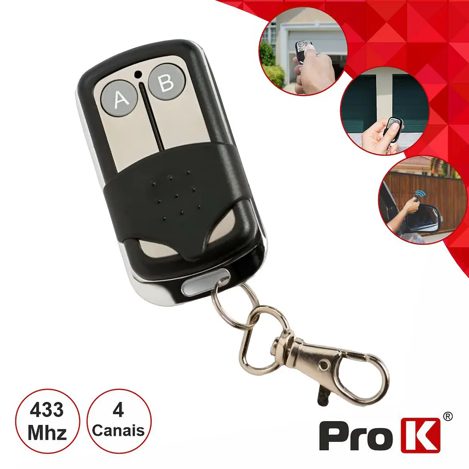TELECOMANDO GARAGEM UNIVERSAL 2 CANAIS 433MHZ PROK 1