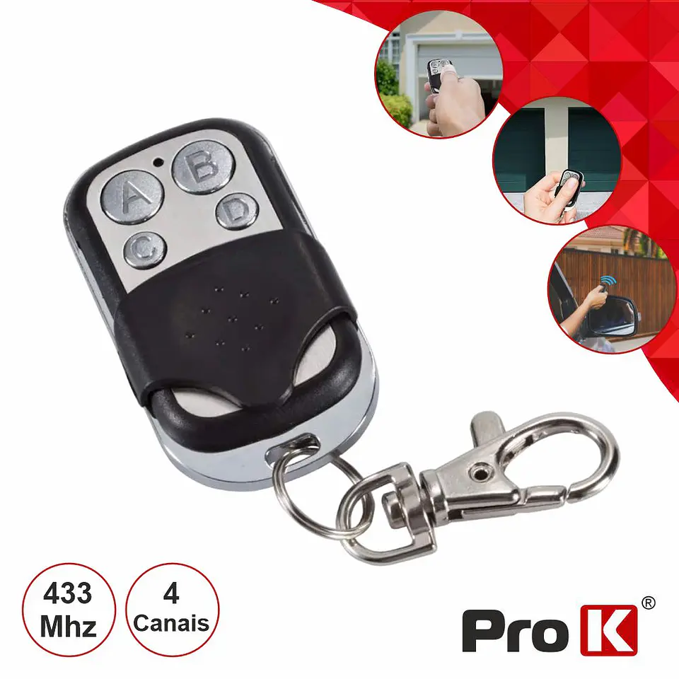TELECOMANDO GARAGEM UNIVERSAL 4 CANAIS 433MHZ PROK 1