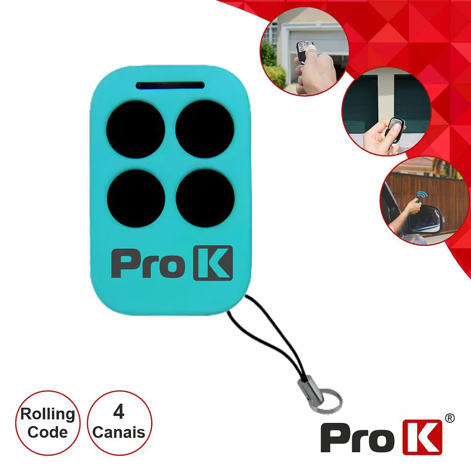 TELECOMANDO GARAGEM UNIVERSAL 4 CANAIS ROLLING CODE PROK 1