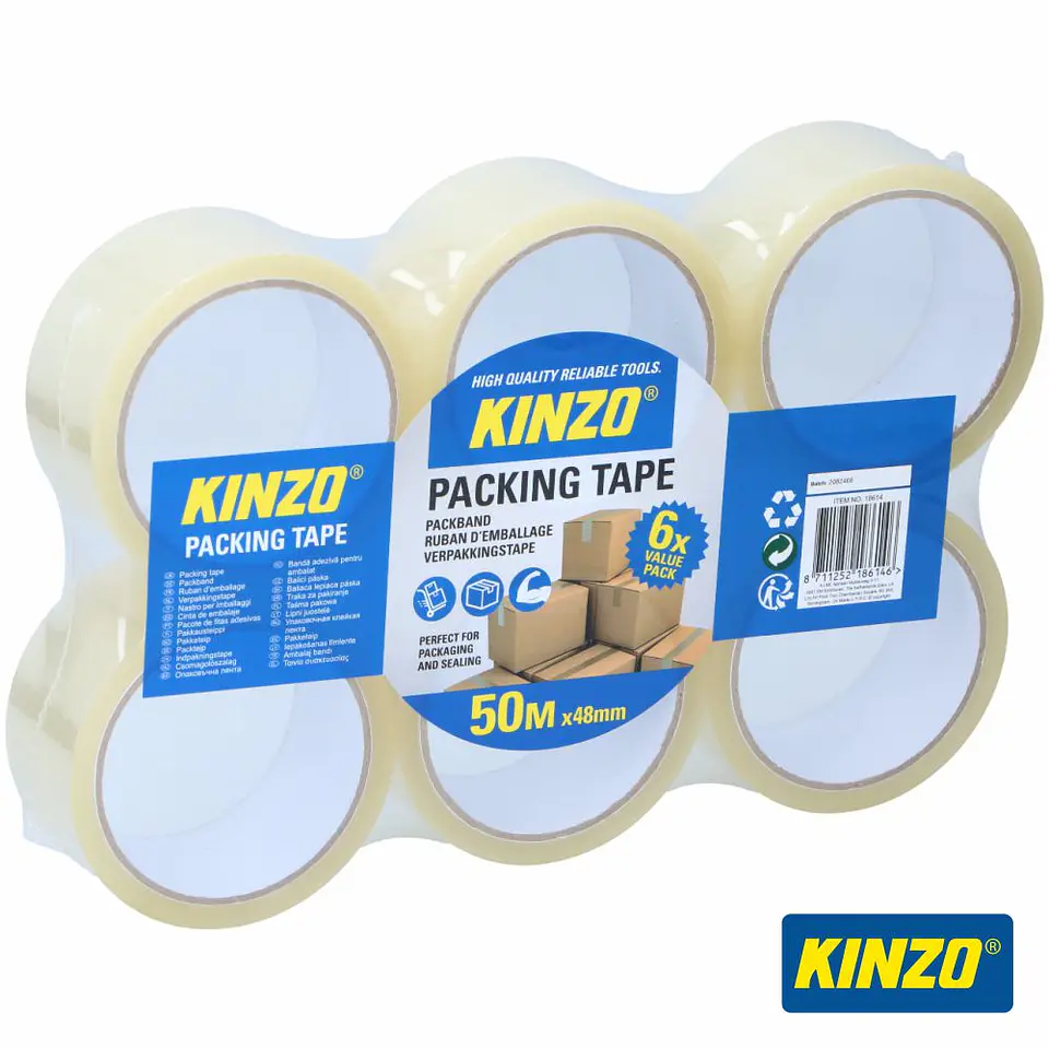 Fita Adesiva Transparente 48mm 50m 6x KINZO 1