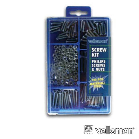 KIT COM PARAFUSOS E ANILHAS 180 PEÇAS VELLEMAN