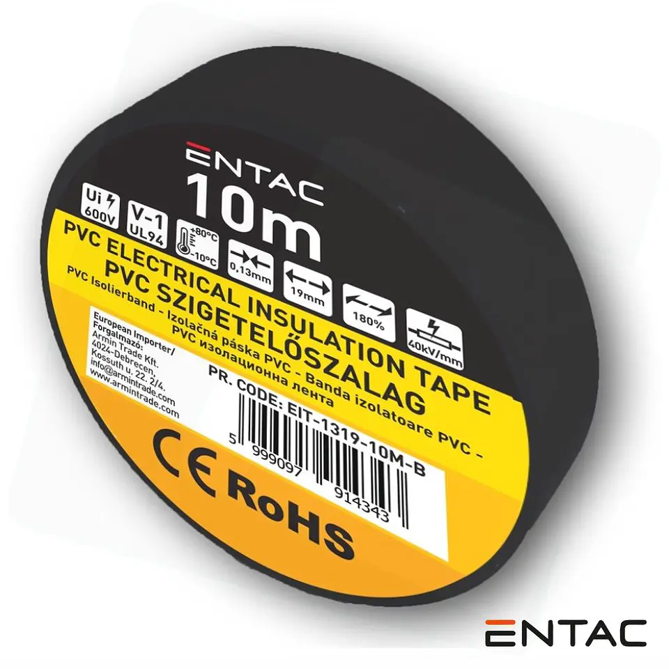 Fita Isoladora Preto 10M ENTAC 1